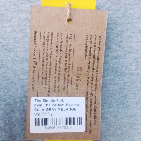 The Simple Folk Perfect Pajama Size 5 to 6 Years‎ In Gray Melange - Picture 9 of 10